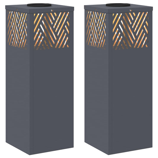 Solar LED Weg Licht 2 pcs Anthrazit Kalt gewalzter Stahl