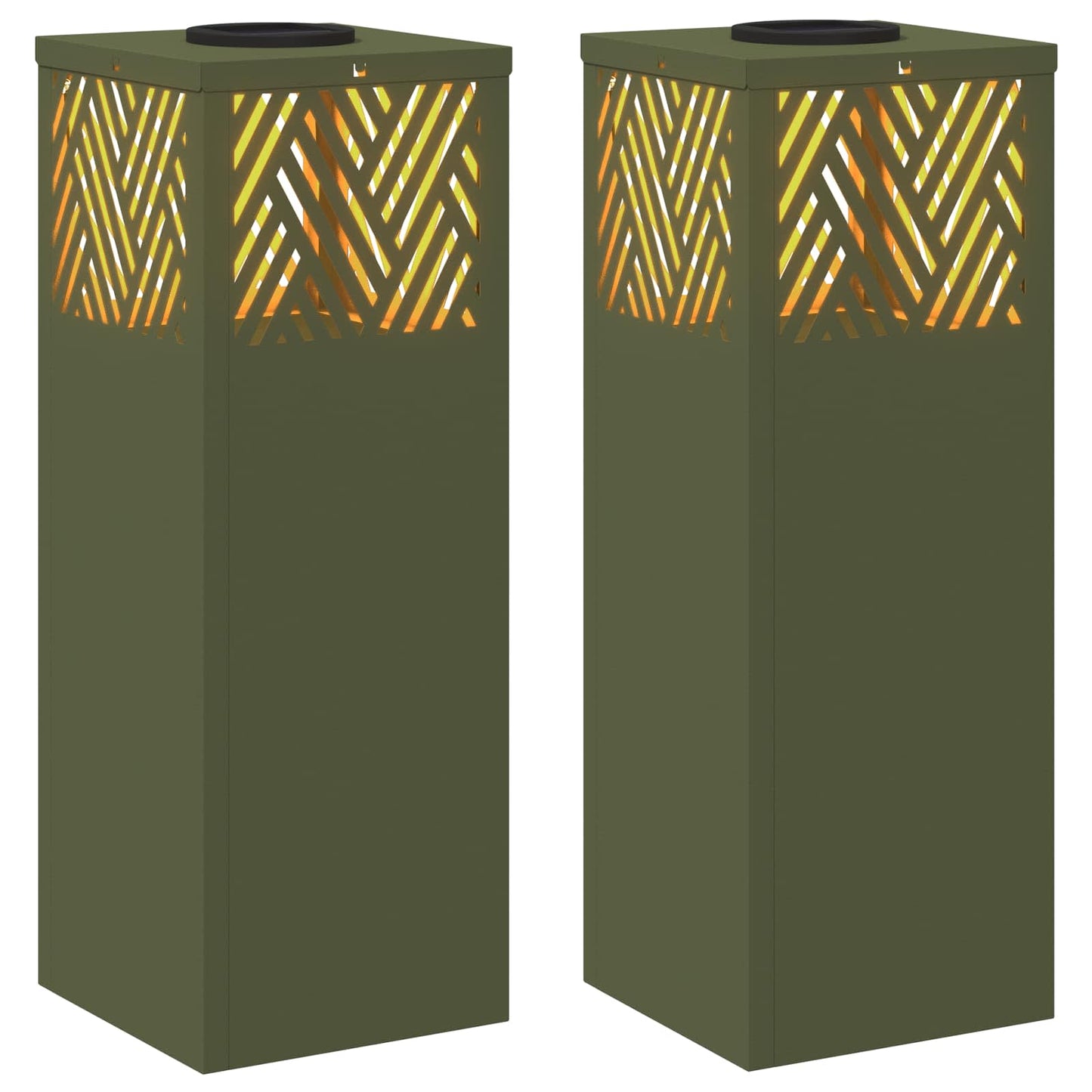 Solar LED Weg Licht 2 pcs Olive Grün Kalt gewalzter Stahl