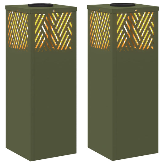 Solar LED Weg Licht 2 pcs Olive Grün Kalt gewalzter Stahl