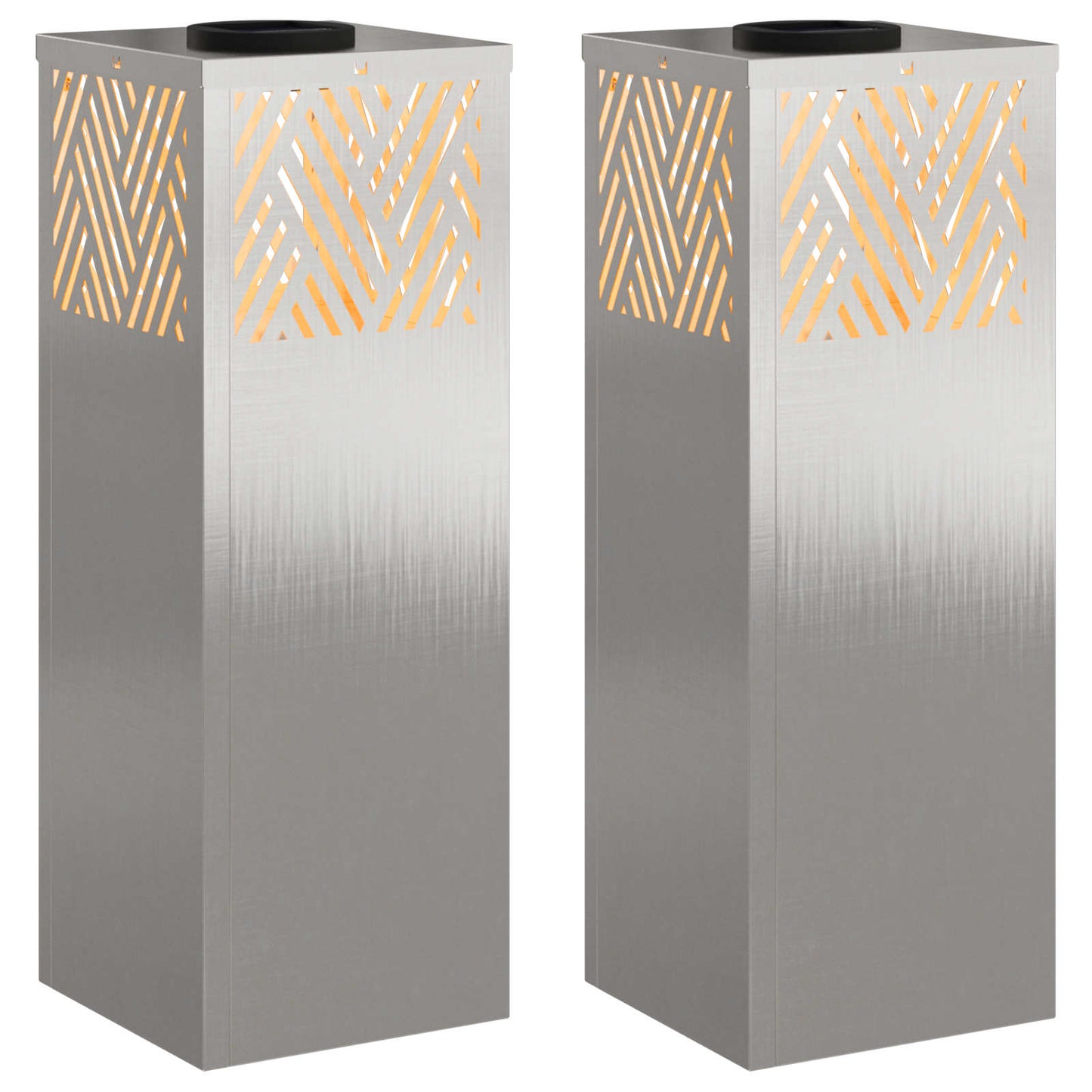 Solar LED Weg Licht 2 pcs Silber Edelstahl