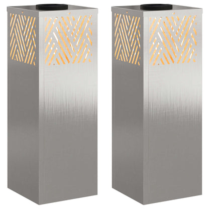 Solar LED Weg Licht 2 pcs Silber Edelstahl