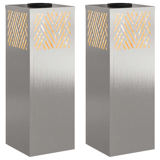 Solar LED Weg Licht 2 pcs Silber Edelstahl