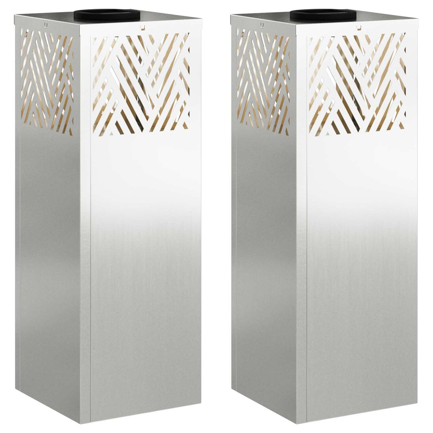 Solar LED Weg Licht 2 pcs Silber Galvanisiert