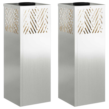 Solar LED Weg Licht 2 pcs Silber Galvanisiert