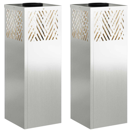 Solar LED Weg Licht 2 pcs Silber Galvanisiert