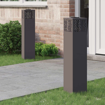 Solar LED Weg Licht 2 pcs Schwarz Kalt gewalzter Stahl