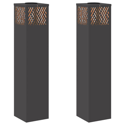 Solar LED Weg Licht 2 pcs Schwarz Kalt gewalzter Stahl