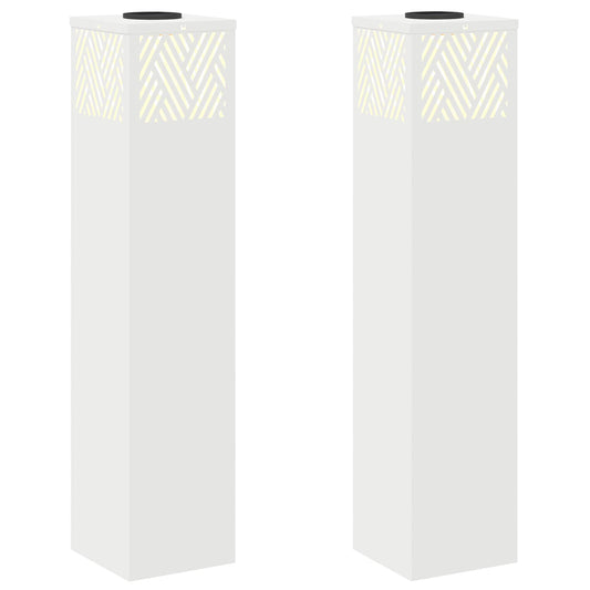 Solar LED Weg Licht 2 pcs Weiß Kalt gewalzter Stahl