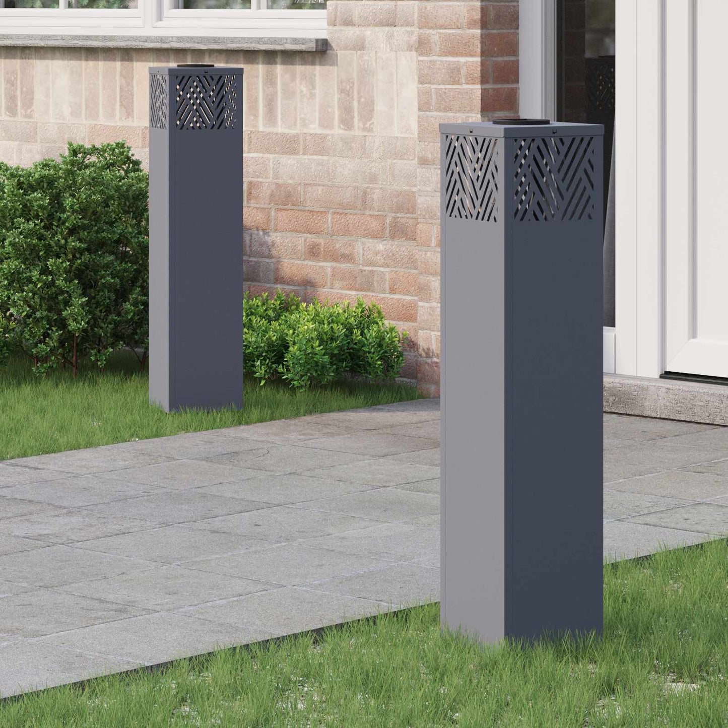 Solar LED Weg Licht 2 pcs Anthrazit Kalt gewalzter Stahl