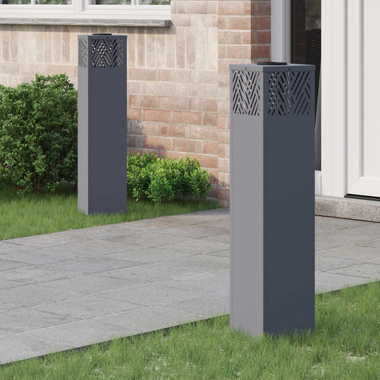 Solar LED Weg Licht 2 pcs Anthrazit Kalt gewalzter Stahl