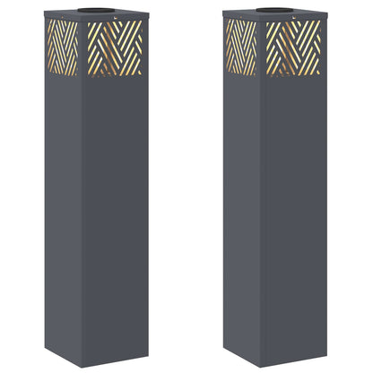 Solar LED Weg Licht 2 pcs Anthrazit Kalt gewalzter Stahl