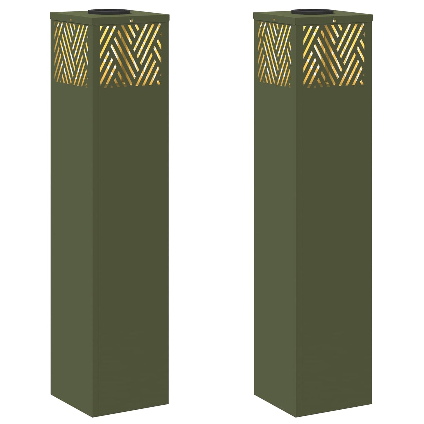 Solar LED Weg Licht 2 pcs Olive Grün Kalt gewalzter Stahl