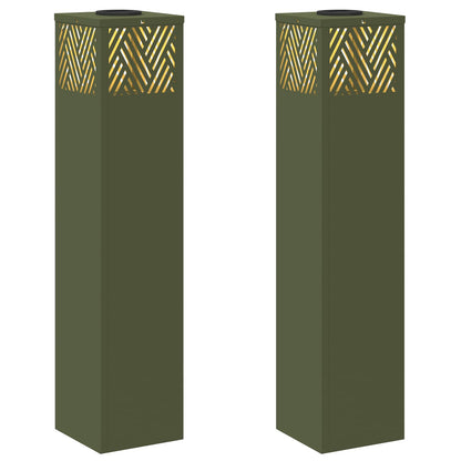 Solar LED Weg Licht 2 pcs Olive Grün Kalt gewalzter Stahl