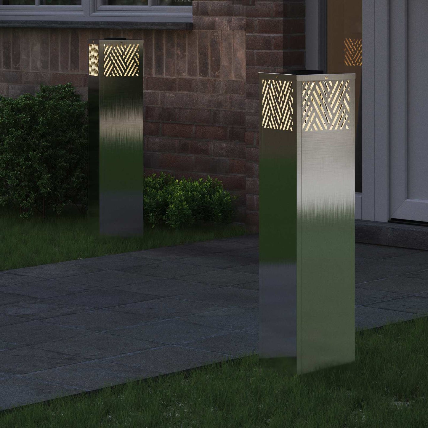 Solar LED Weg Licht 2 pcs Silber Edelstahl