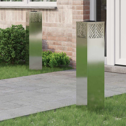 Solar LED Weg Licht 2 pcs Silber Galvanisiert