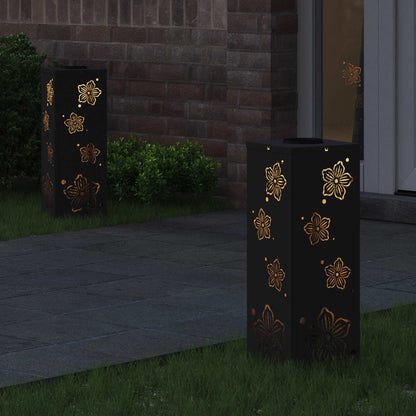 Solar LED Weg Licht 2 pcs Schwarz Kalt gewalzter Stahl