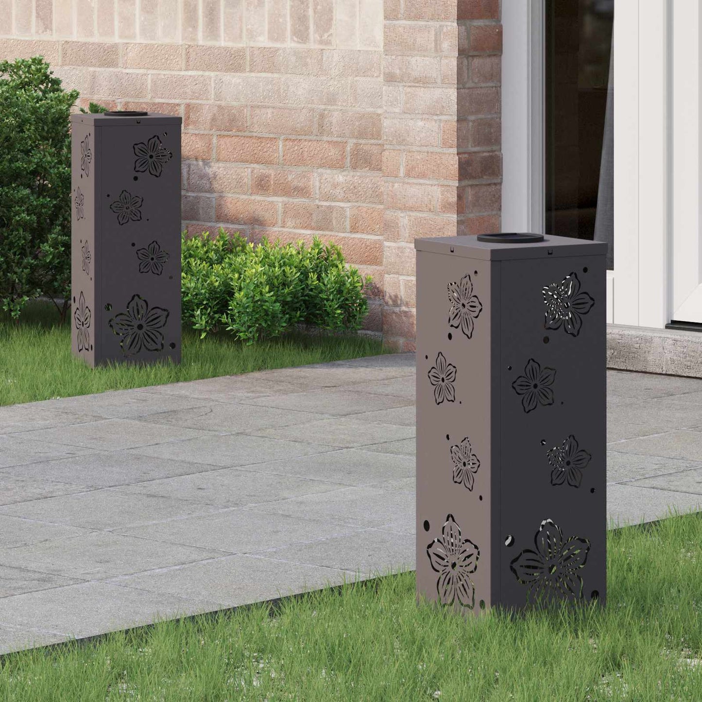 Solar LED Weg Licht 2 pcs Schwarz Kalt gewalzter Stahl