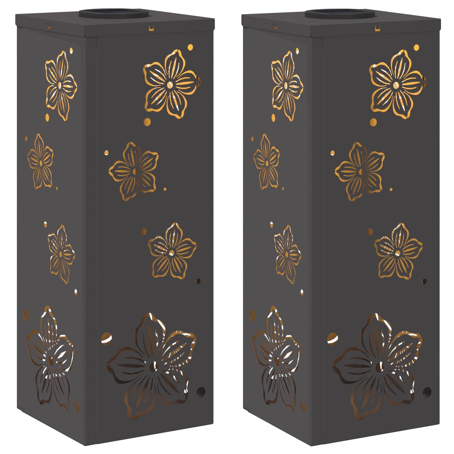 Solar LED Weg Licht 2 pcs Schwarz Kalt gewalzter Stahl