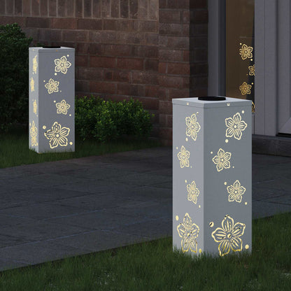 Solar LED Weg Licht 2 pcs Weiß Kalt gewalzter Stahl