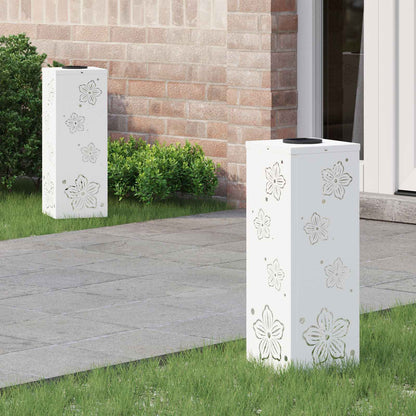 Solar LED Weg Licht 2 pcs Weiß Kalt gewalzter Stahl