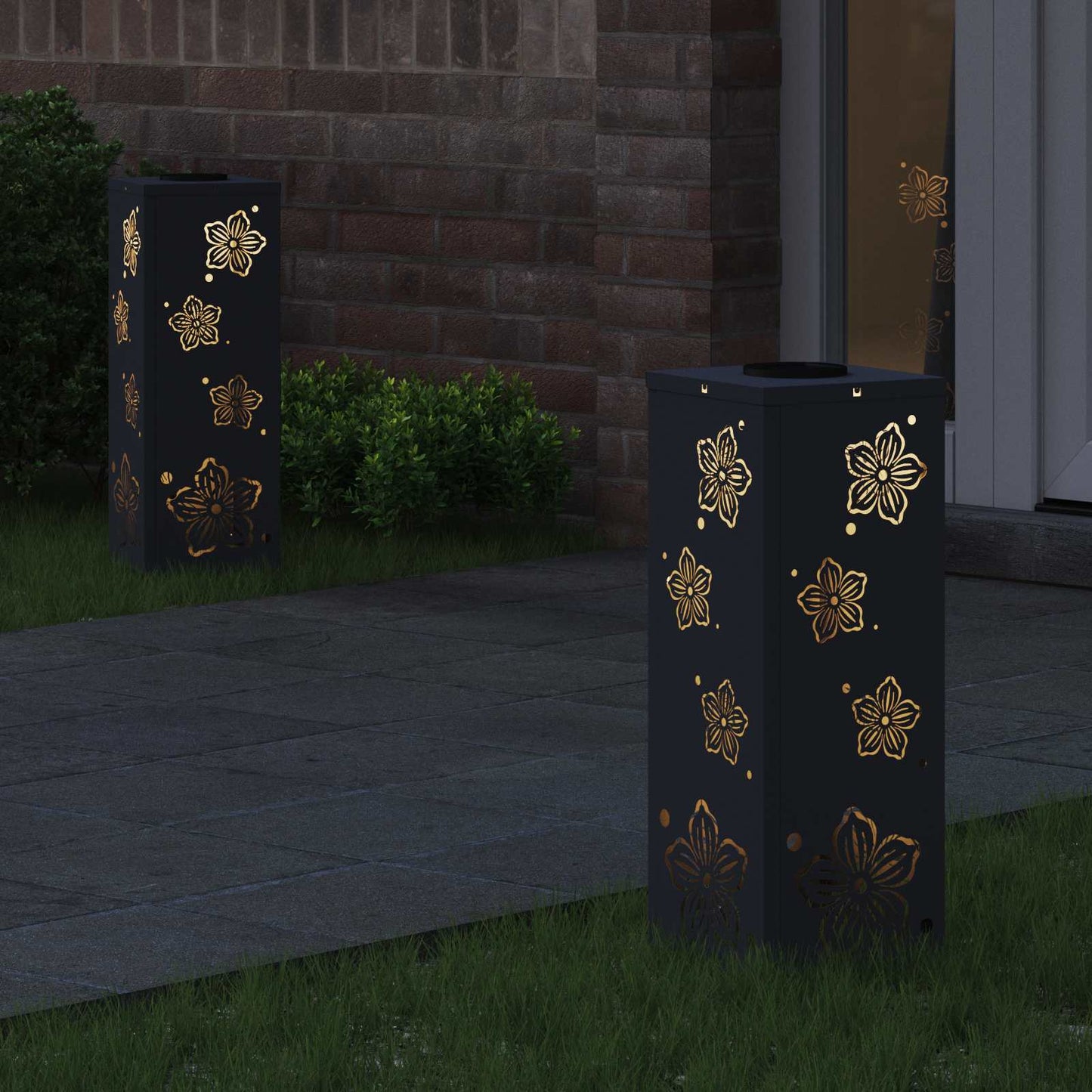 Solar LED Weg Licht 2 pcs Anthrazit Kalt gewalzter Stahl