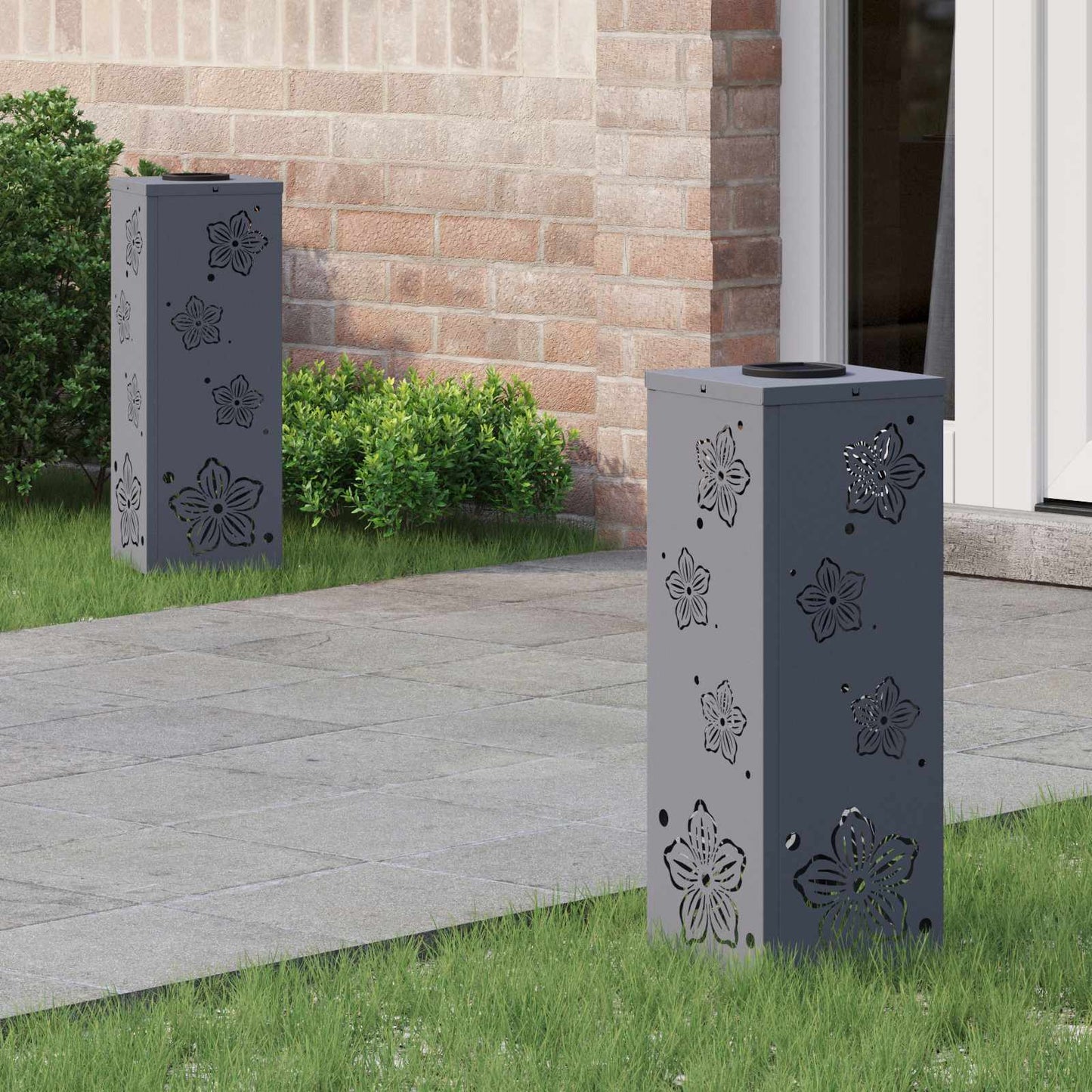 Solar LED Weg Licht 2 pcs Anthrazit Kalt gewalzter Stahl