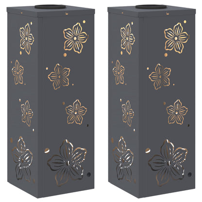 Solar LED Weg Licht 2 pcs Anthrazit Kalt gewalzter Stahl