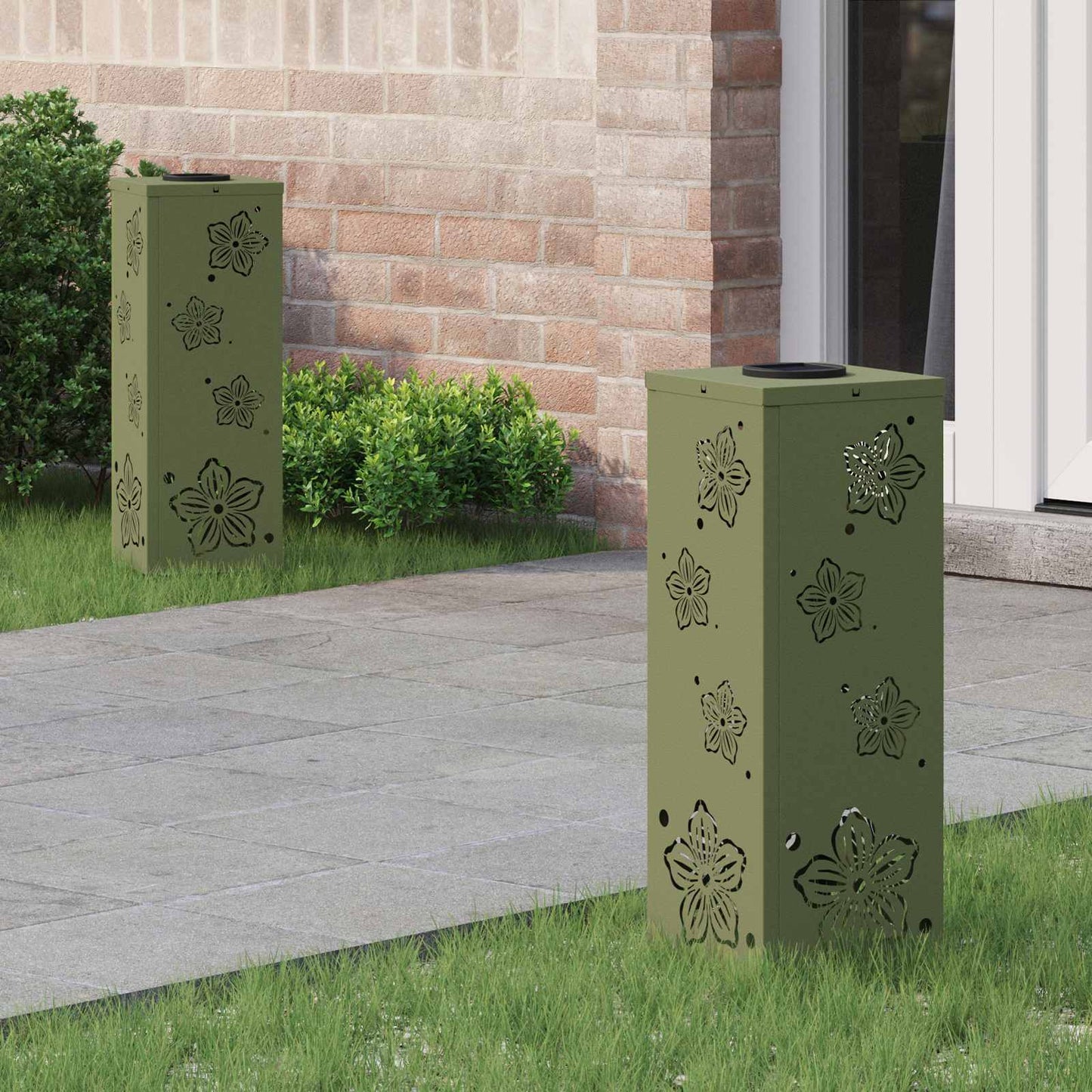 Solar LED Weg Licht 2 pcs Olive Grün Kalt gewalzter Stahl