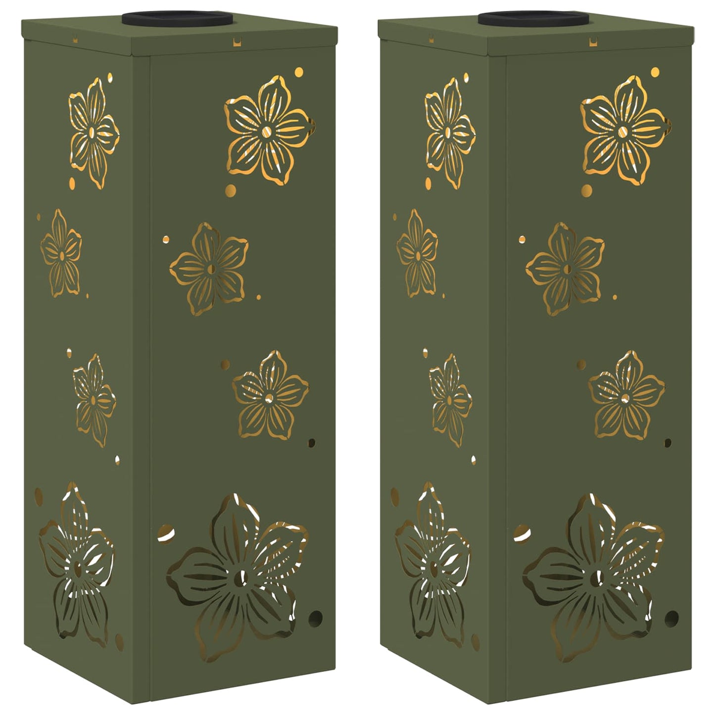 Solar LED Weg Licht 2 pcs Olive Grün Kalt gewalzter Stahl