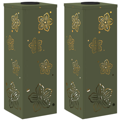 Solar LED Weg Licht 2 pcs Olive Grün Kalt gewalzter Stahl