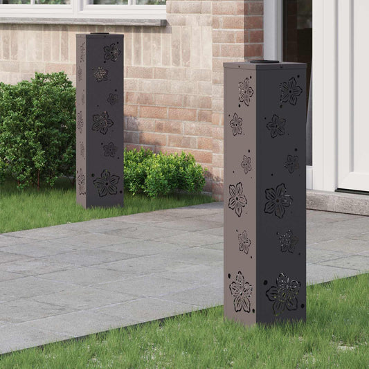 Solar LED Weg Licht 2 pcs Schwarz Kalt gewalzter Stahl