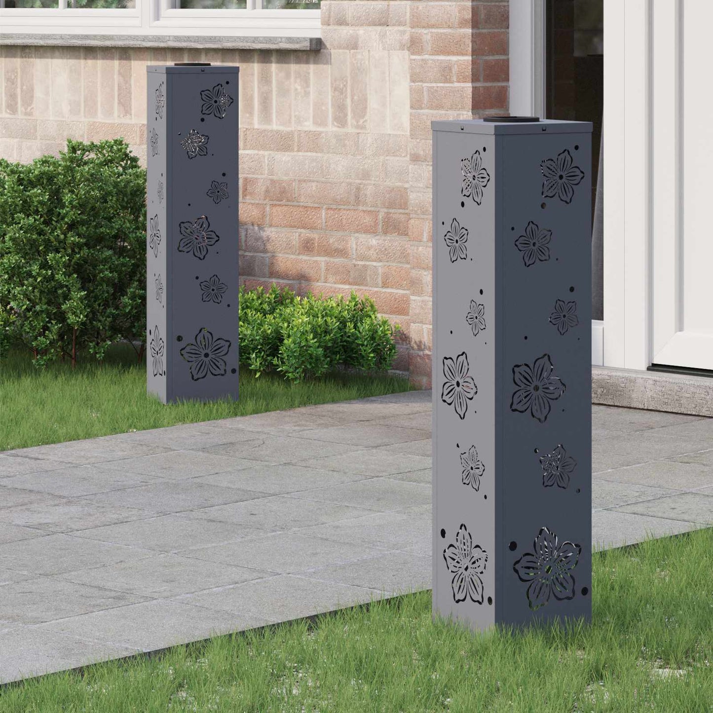 Solar LED Weg Licht 2 pcs Anthrazit Kalt gewalzter Stahl