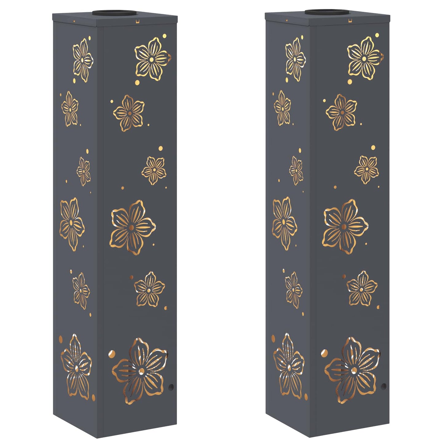 Solar LED Weg Licht 2 pcs Anthrazit Kalt gewalzter Stahl