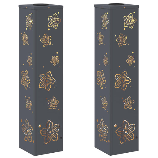 Solar LED Weg Licht 2 pcs Anthrazit Kalt gewalzter Stahl