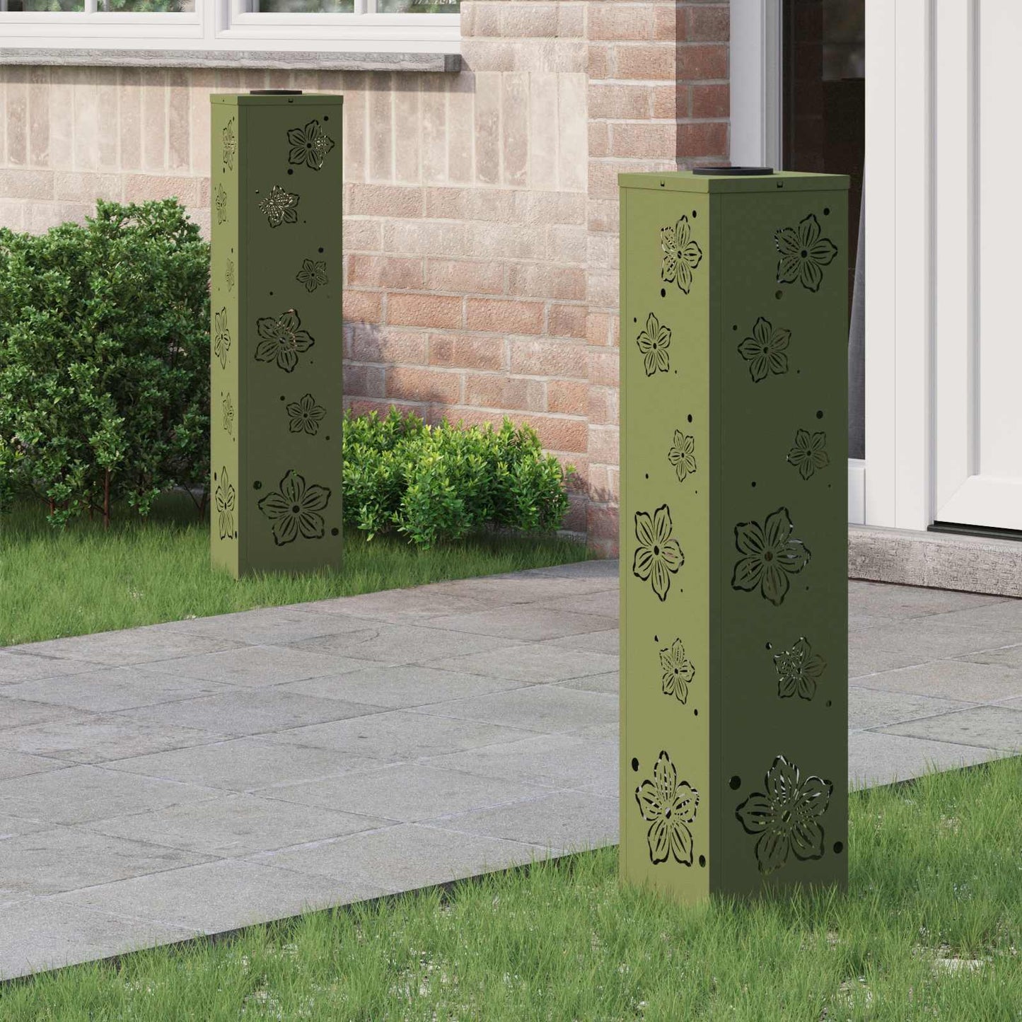 Solar LED Weg Licht 2 pcs Olive Grün Kalt gewalzter Stahl