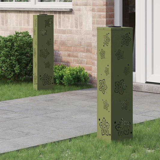 Solar LED Weg Licht 2 pcs Olive Grün Kalt gewalzter Stahl