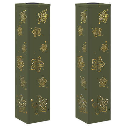 Solar LED Weg Licht 2 pcs Olive Grün Kalt gewalzter Stahl