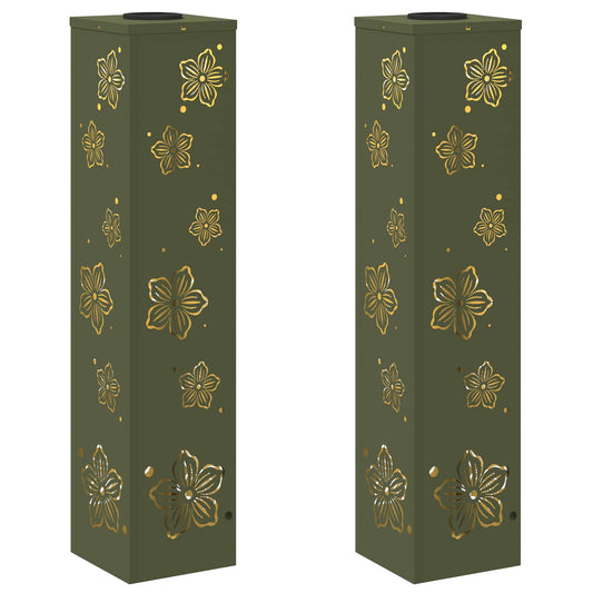 Solar LED Weg Licht 2 pcs Olive Grün Kalt gewalzter Stahl