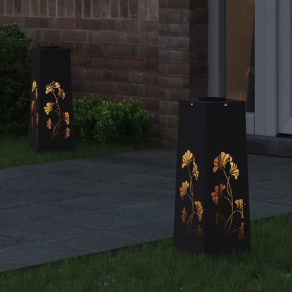 Solar LED Weg Licht 2 pcs Schwarz Kalt gewalzter Stahl