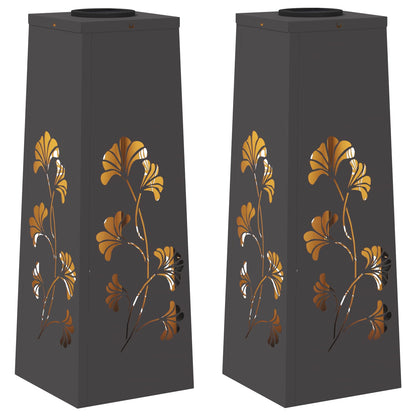 Solar LED Weg Licht 2 pcs Schwarz Kalt gewalzter Stahl