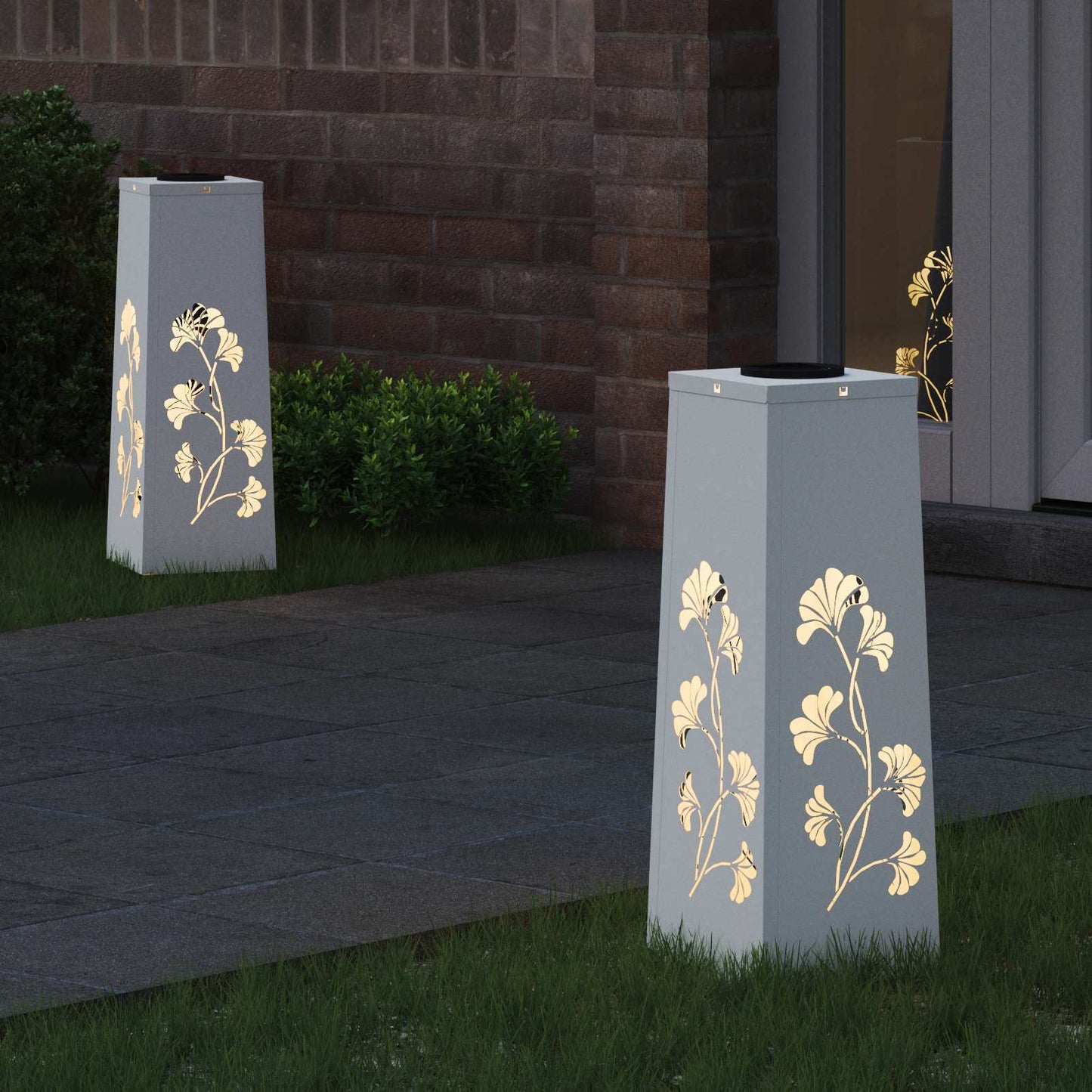 Solar LED Weg Licht 2 pcs Weiß Kalt gewalzter Stahl