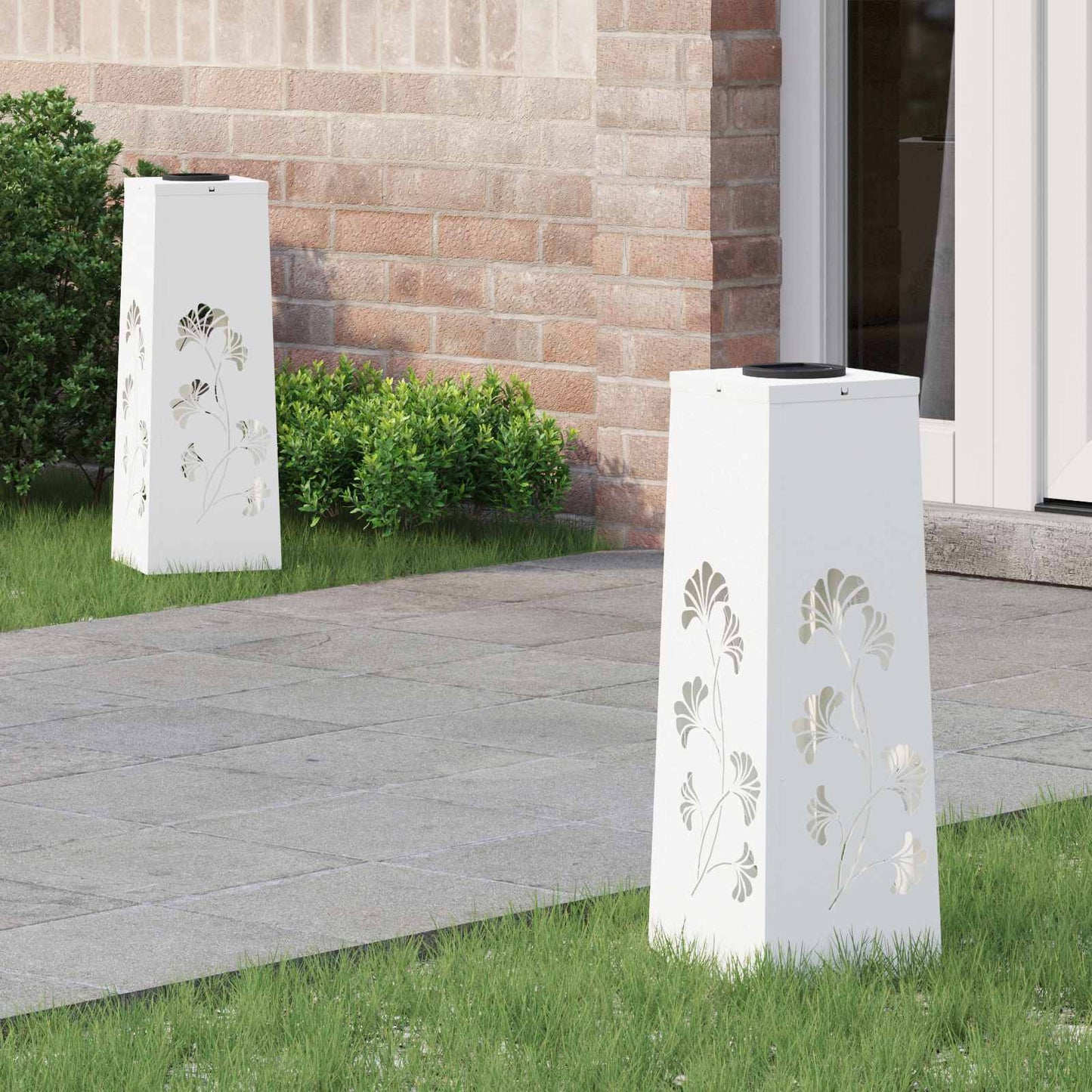 Solar LED Weg Licht 2 pcs Weiß Kalt gewalzter Stahl