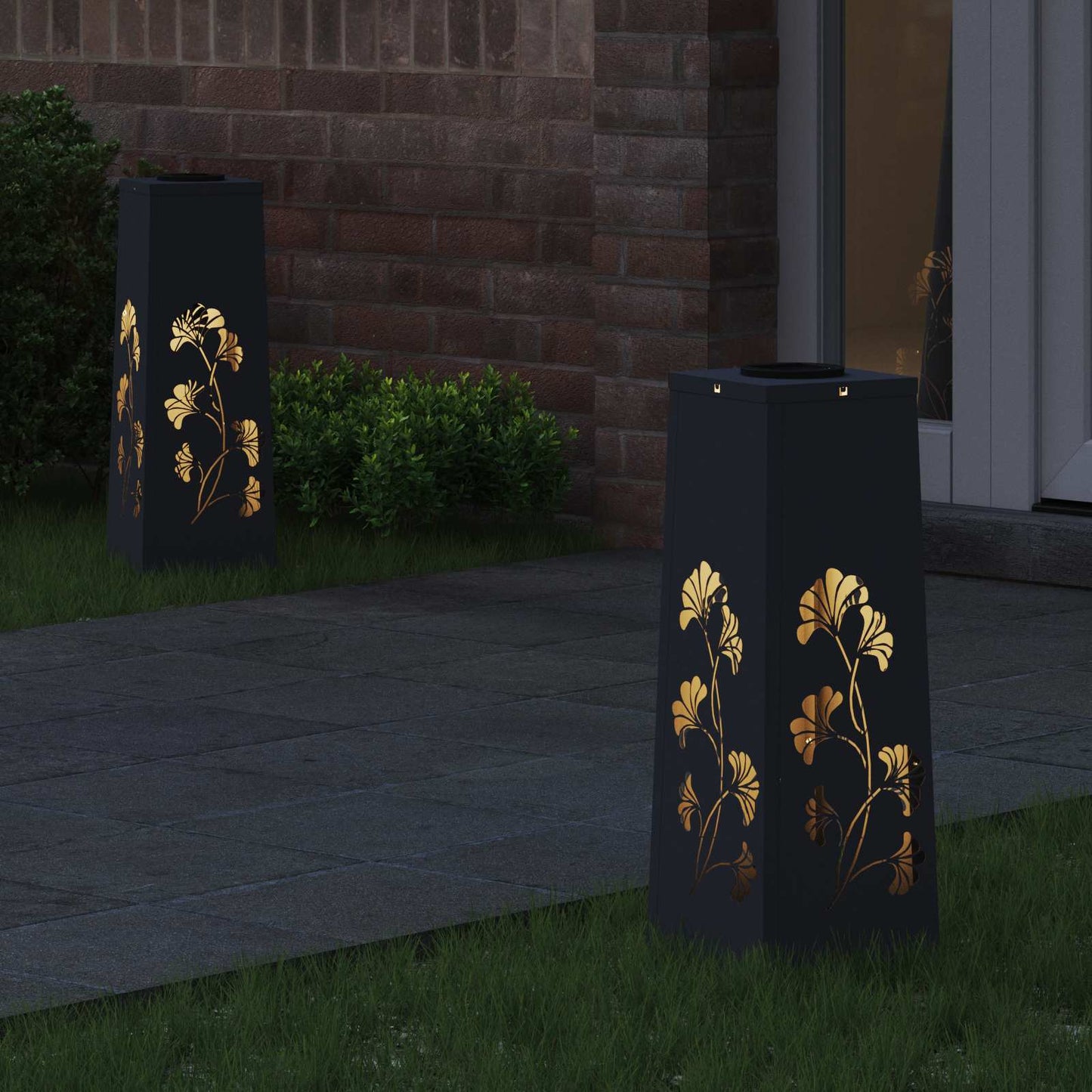 Solar LED Weg Licht 2 pcs Anthrazit Kalt gewalzter Stahl