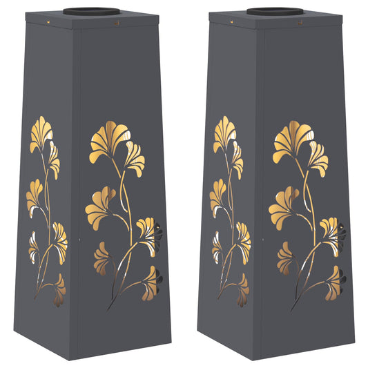 Solar LED Weg Licht 2 pcs Anthrazit Kalt gewalzter Stahl