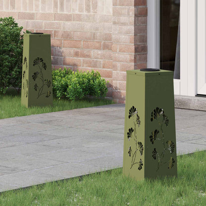 Solar LED Weg Licht 2 pcs Olive Grün Kalt gewalzter Stahl