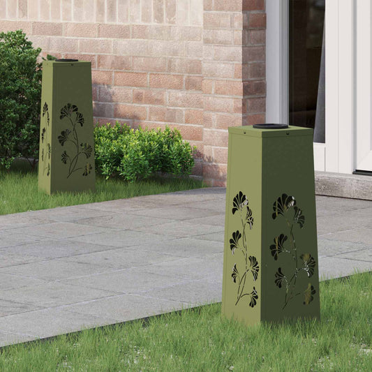 Solar LED Weg Licht 2 pcs Olive Grün Kalt gewalzter Stahl