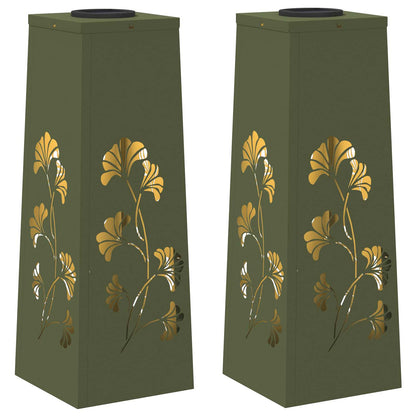 Solar LED Weg Licht 2 pcs Olive Grün Kalt gewalzter Stahl