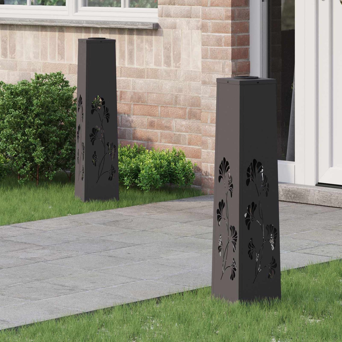 Solar LED Weg Licht 2 pcs Schwarz Kalt gewalzter Stahl