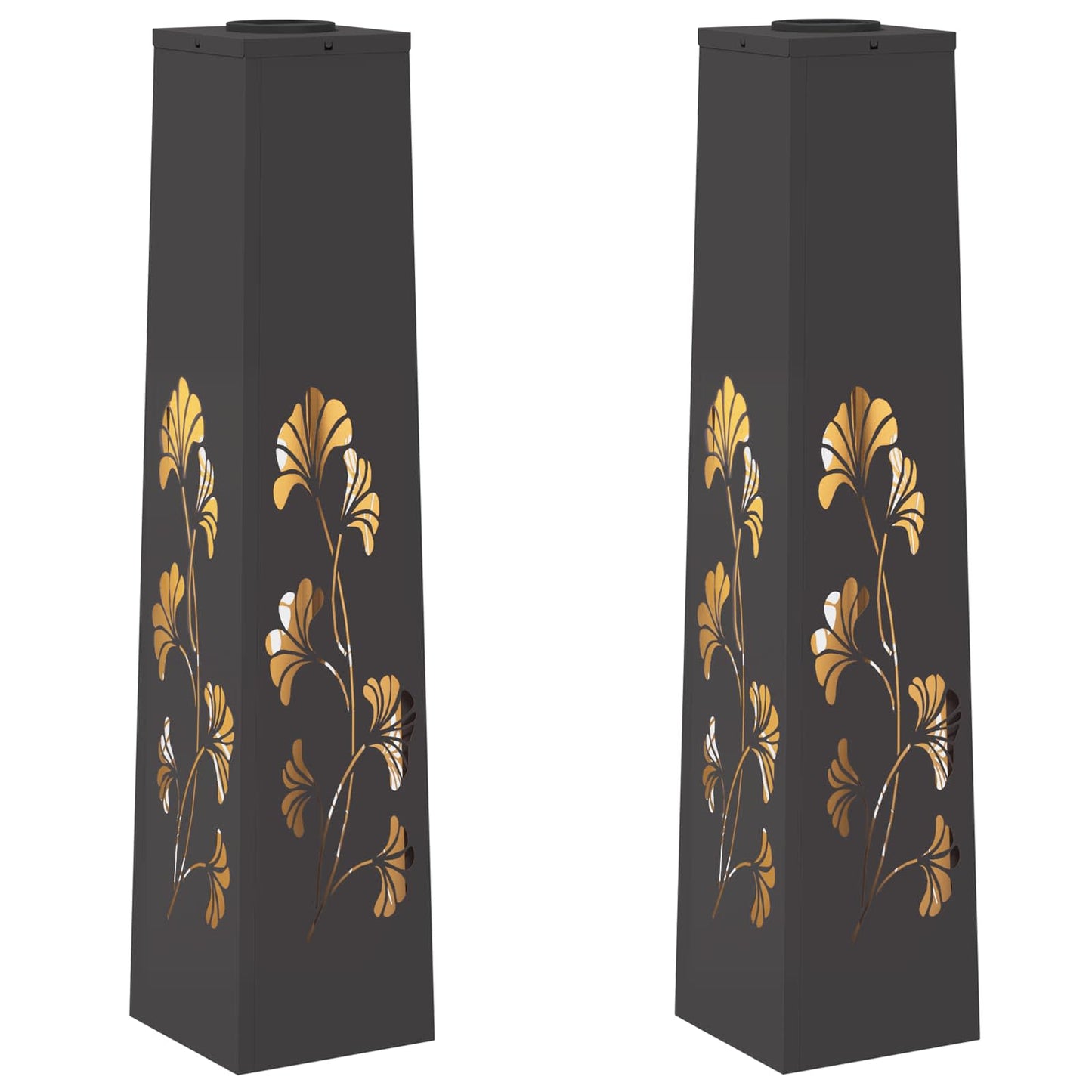 Solar LED Weg Licht 2 pcs Schwarz Kalt gewalzter Stahl