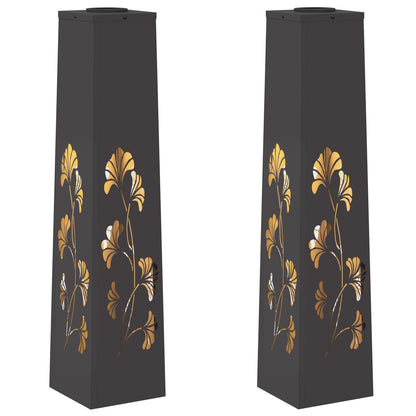 Solar LED Weg Licht 2 pcs Schwarz Kalt gewalzter Stahl